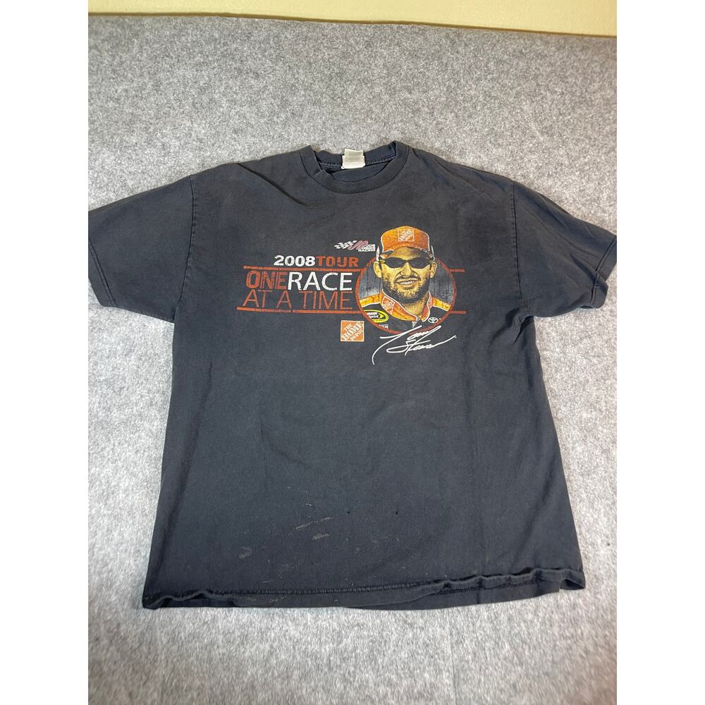 NASCAR Tony Stewart 2008 Tour One Race At A Time T-Shirt Mens XL Car Racing Gray